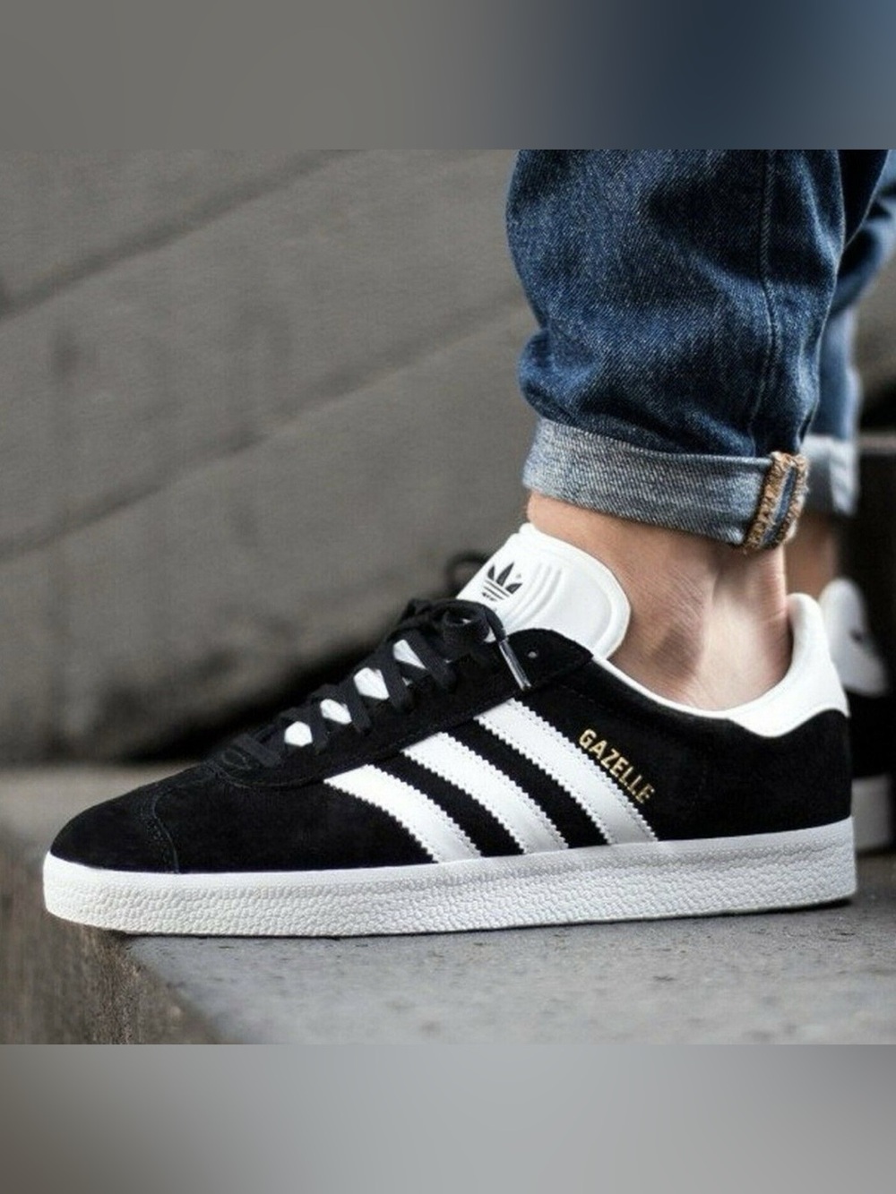 adidas Black and White Gazelle Suede Sneakers 5